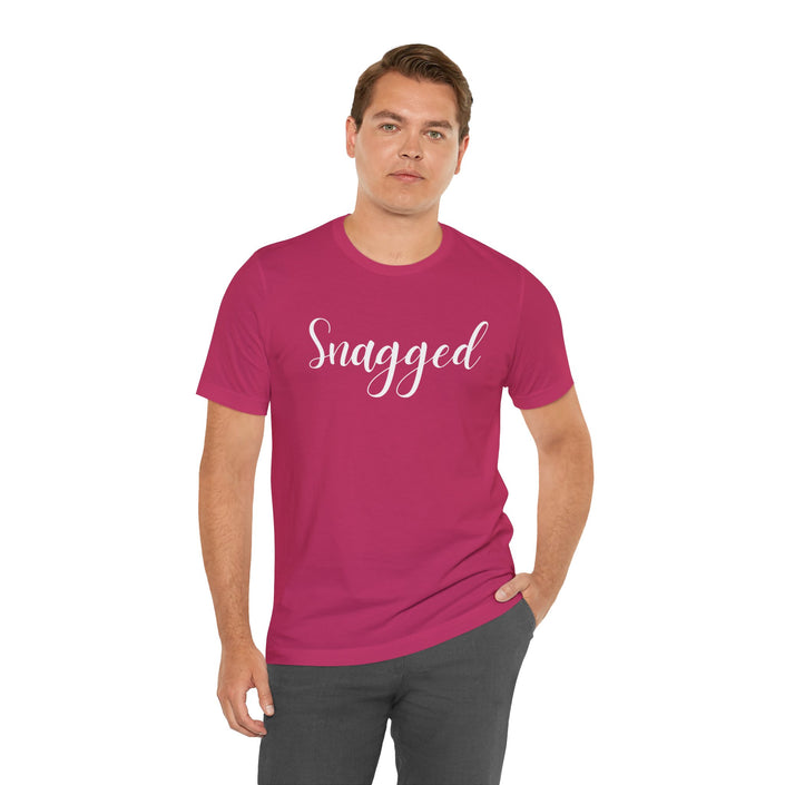 Snagged, Rez Humor, Black or Pink Unisex Jersey Short Sleeve Tee