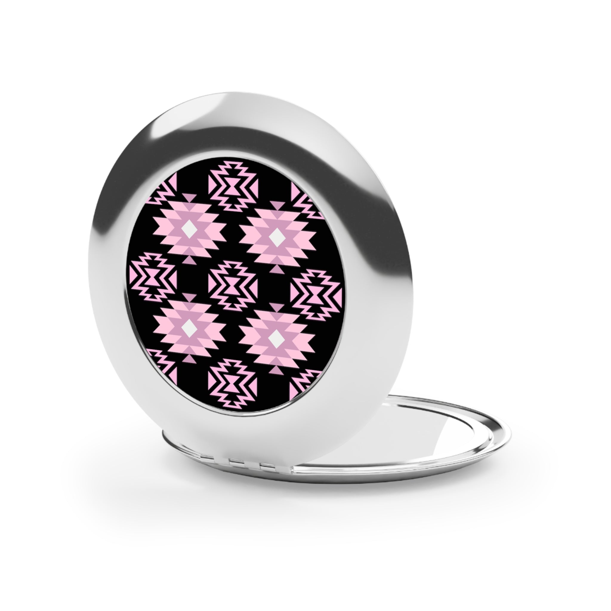 Pink and Black Native Pattern Native Collection Compact Travel Mirror