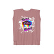 Native Innii aka Bison Graphic, Still Here, Native Pride, White, Mauve, Black, Teal or Grey, Women’s Flowy Rolled Cuffs Muscle Tee