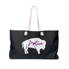 Native Bison White with Pink text Weekender Bag