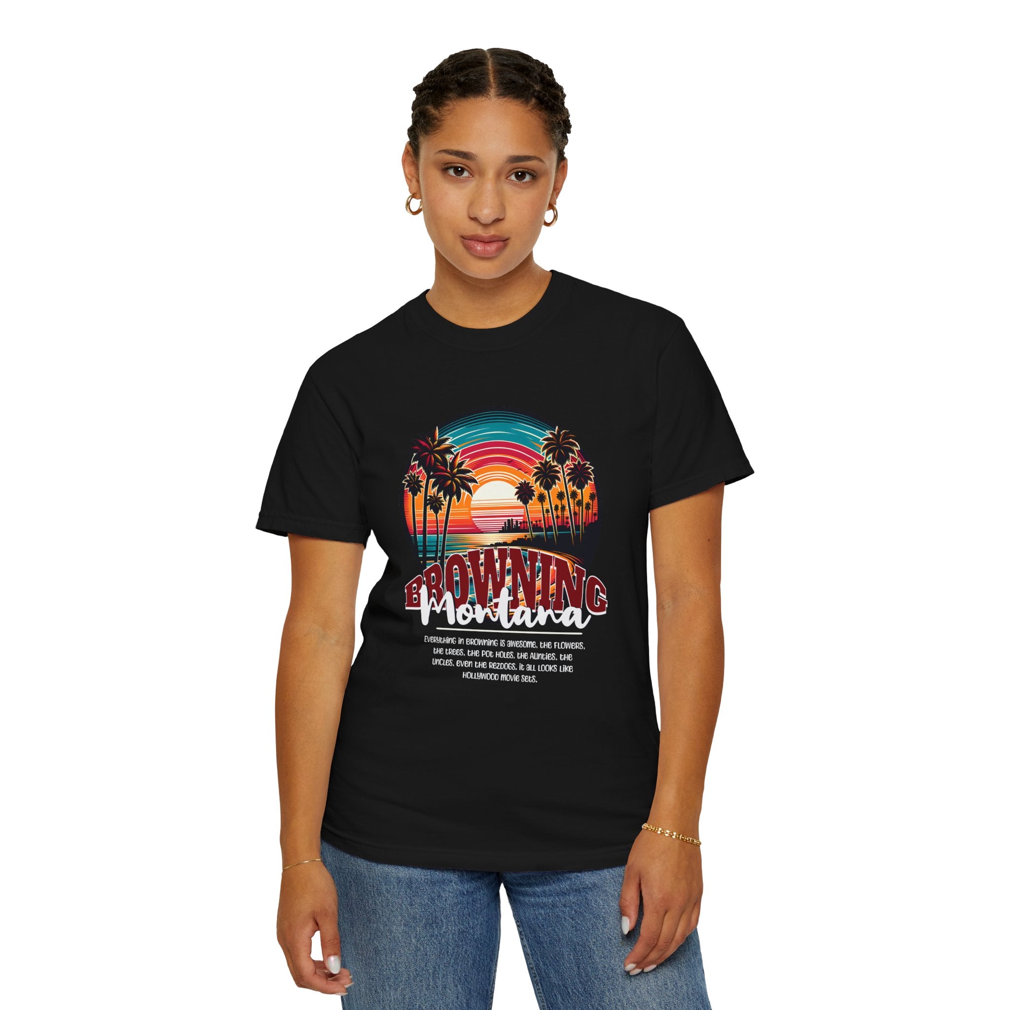Browning Montana, Blackfeet, Native Humor Black, Unisex Garment-Dyed T-shirt