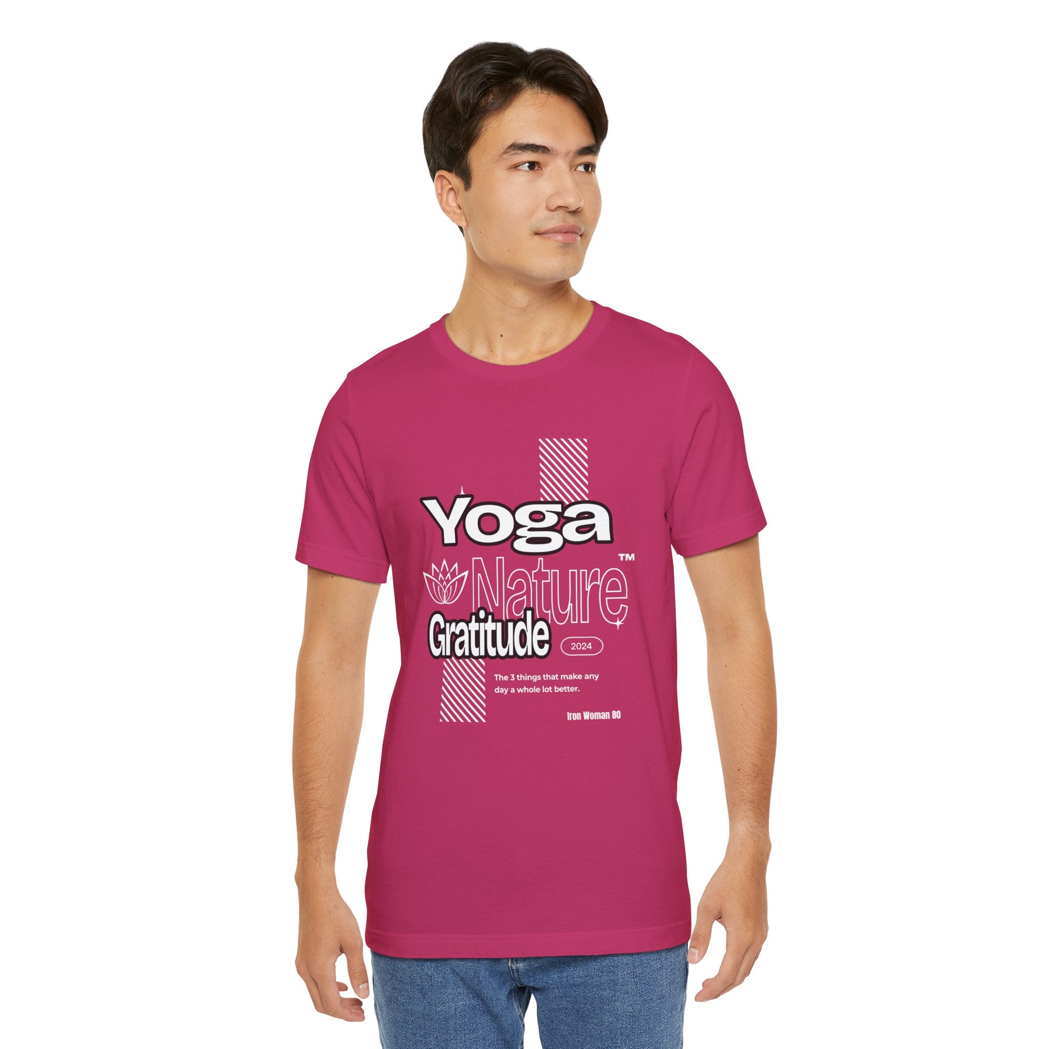 Yoga Nature Gratitude, Black, Green, Aqua, True Royal, Purple, Berry and Red, Unisex Jersey Short Sleeve Tshirt