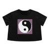 Pink Black and White Yin and Yang Women's Flowy Cropped Tee