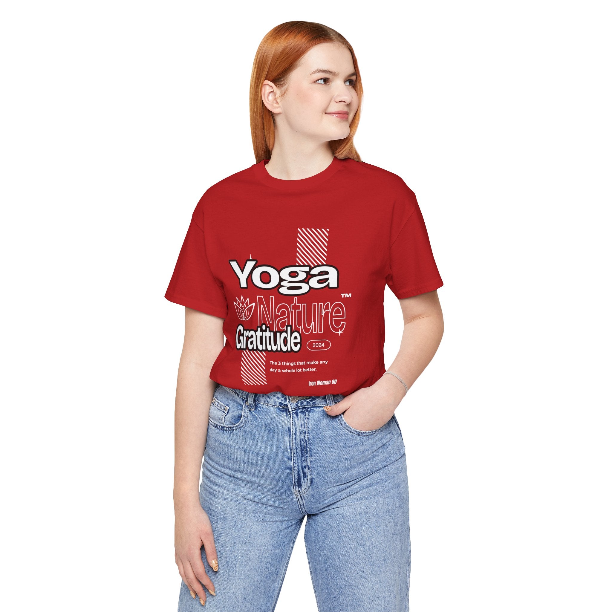 Yoga Nature Gratitude, Black, Green, Aqua, True Royal, Purple, Berry and Red, Unisex Jersey Short Sleeve Tshirt