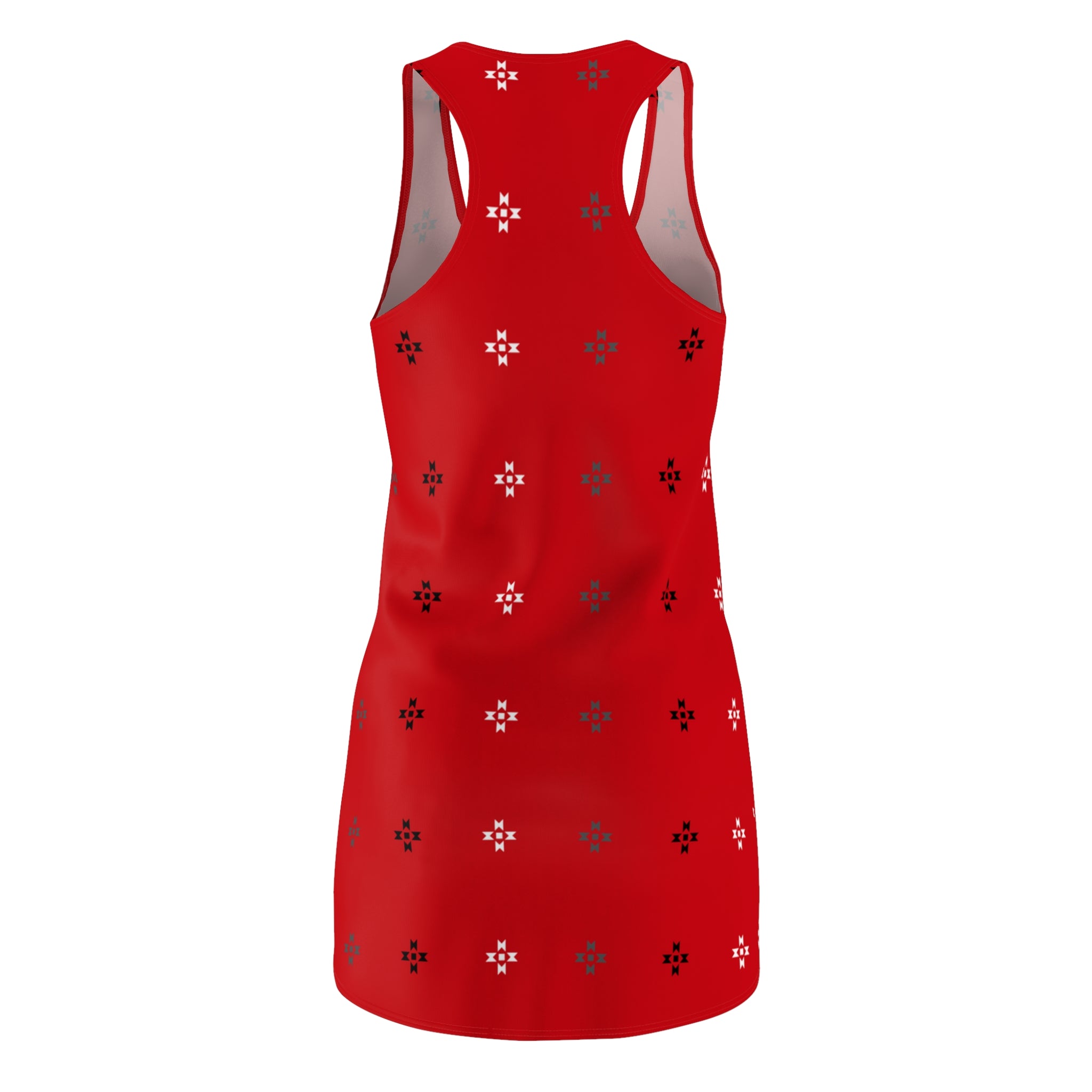 Red Native Stars Pattern Women's Cut & Sew Racerback Dress