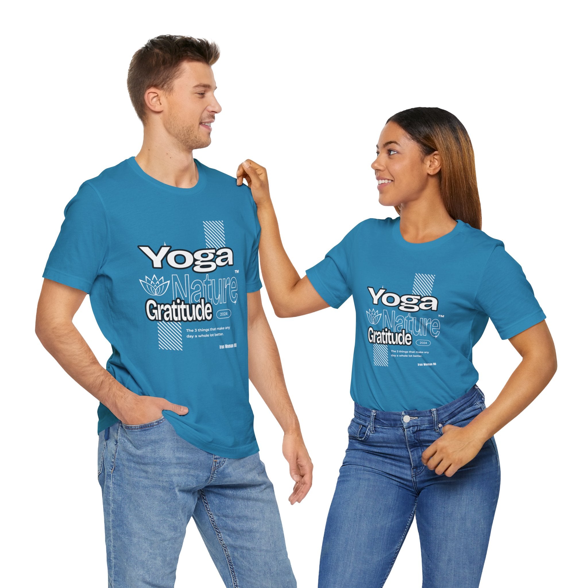 Yoga Nature Gratitude, Black, Green, Aqua, True Royal, Purple, Berry and Red, Unisex Jersey Short Sleeve Tshirt