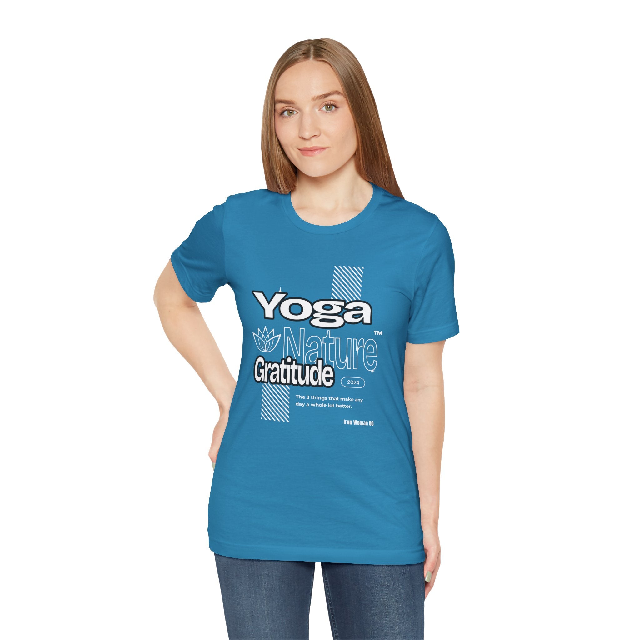 Yoga Nature Gratitude, Black, Green, Aqua, True Royal, Purple, Berry and Red, Unisex Jersey Short Sleeve Tshirt