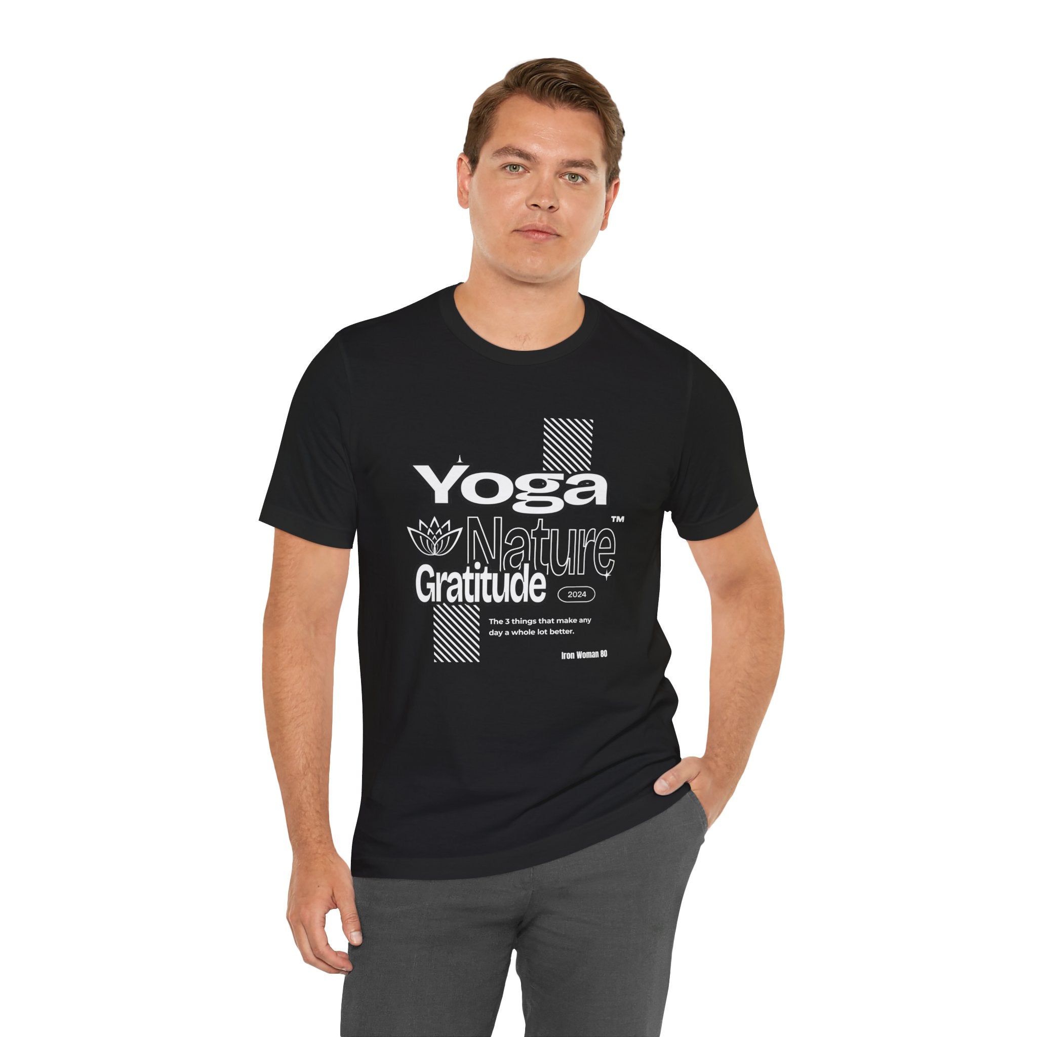 Yoga Nature Gratitude, Black, Green, Aqua, True Royal, Purple, Berry and Red, Unisex Jersey Short Sleeve Tshirt