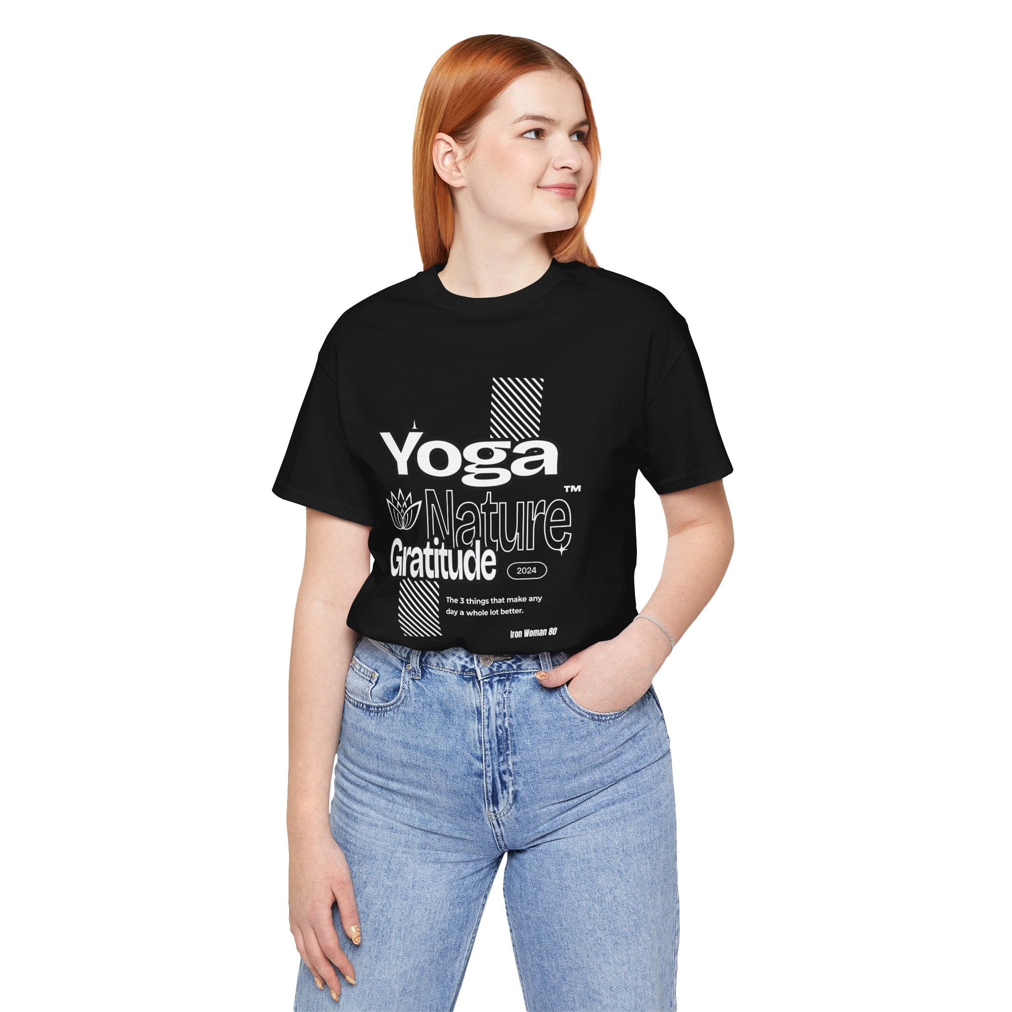 Yoga Nature Gratitude, Black, Green, Aqua, True Royal, Purple, Berry and Red, Unisex Jersey Short Sleeve Tshirt