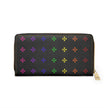 Rainbow Native Stars Womens Wallet, Black Personalized with White Initial A-Z, Initialized Zipper Wallet