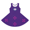 White Bison on Pink and Teal Native Pattern Girls' Sleeveless Sundress