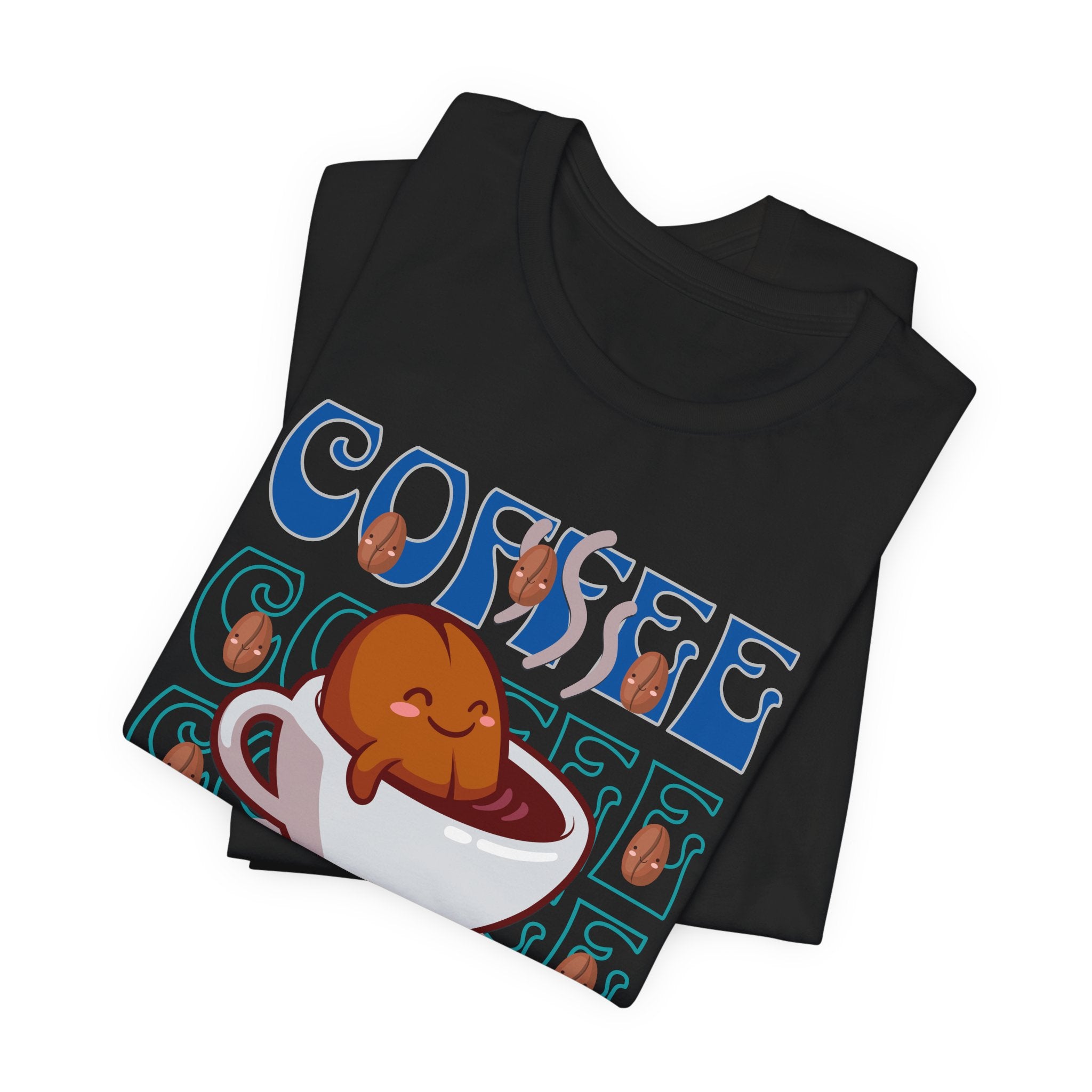 Coffee Cup Cutie Graphic, Coffee Unisex Jersey Short Sleeve Tshirt, Black or White