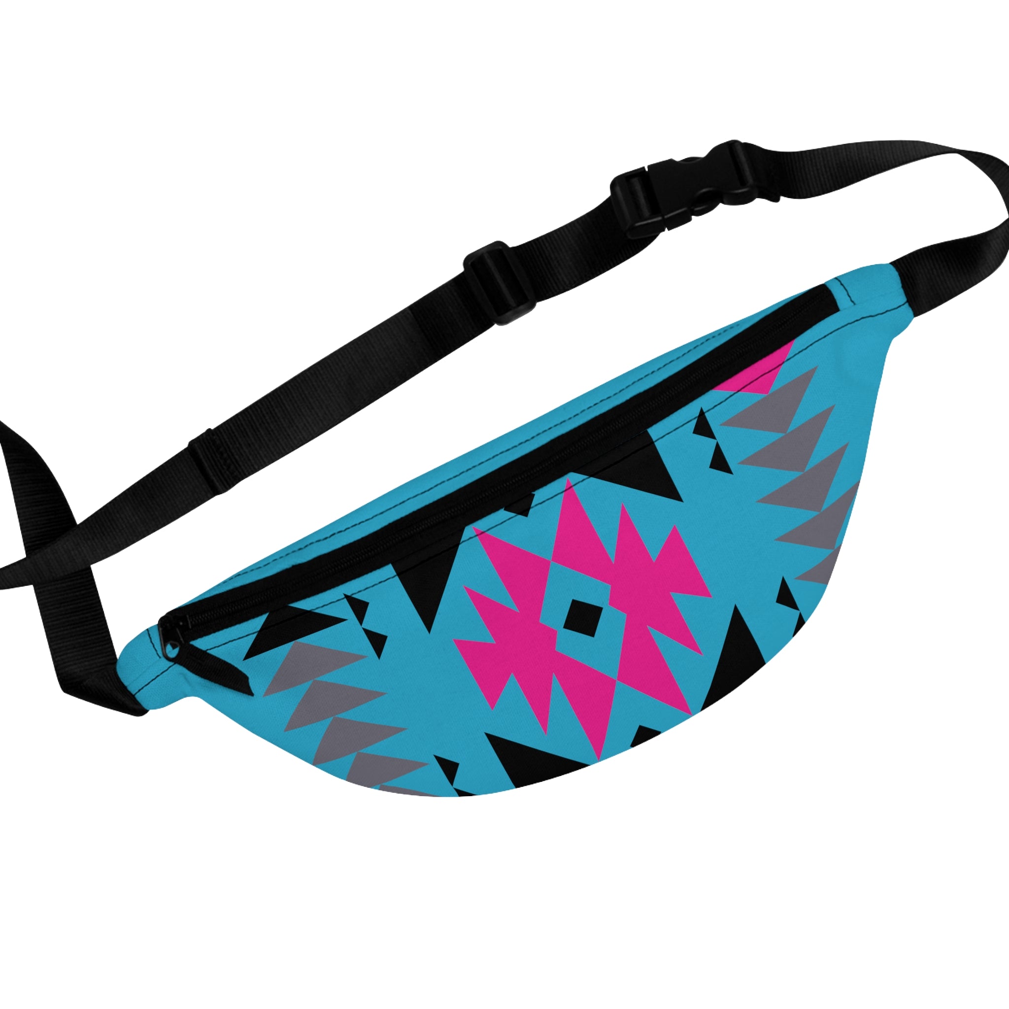 Pink Gray and Black Native Pattern Fanny Pack