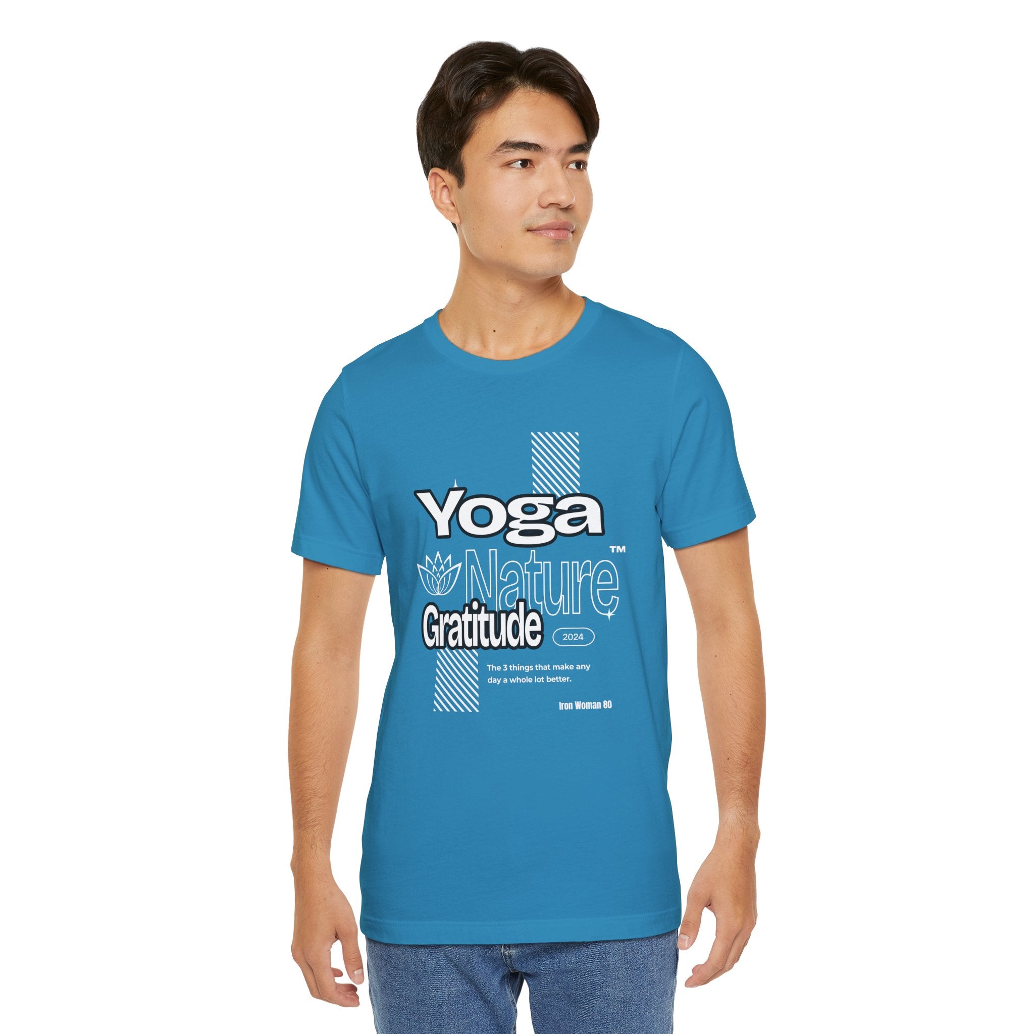 Yoga Nature Gratitude, Black, Green, Aqua, True Royal, Purple, Berry and Red, Unisex Jersey Short Sleeve Tshirt