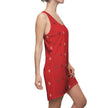 Red Native Stars Pattern Women's Cut & Sew Racerback Dress