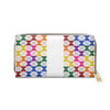 Personalized Womens Wallet, Rainbow Mid Century Modern, White with Initial A-Z, Zippered Wallet