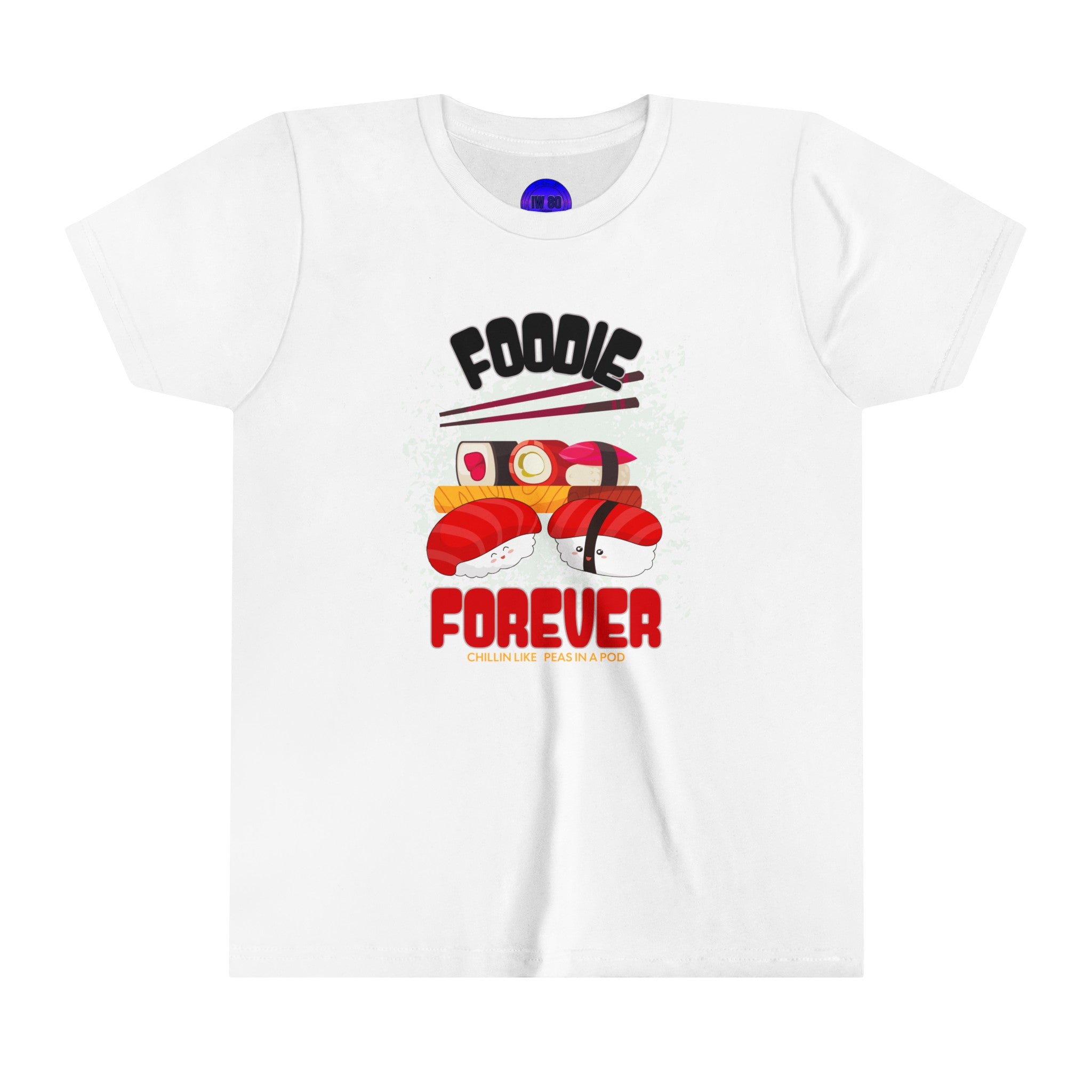 Foodie, Peas in a Pod, Cute Sushie, White, Gray, Blue, or Pink Youth Short Sleeve Tee