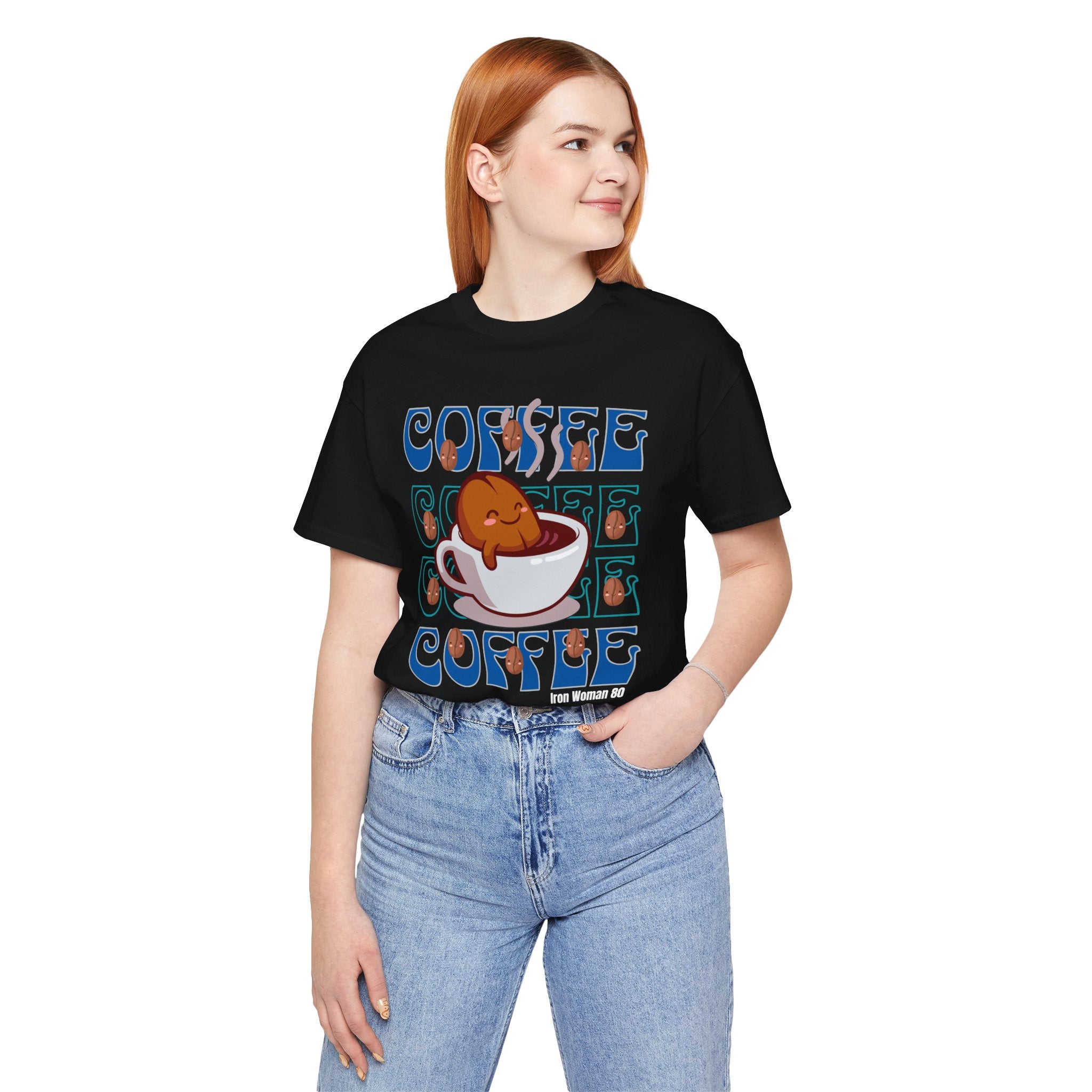 Coffee Cup Cutie Graphic, Coffee Unisex Jersey Short Sleeve Tshirt, Black or White