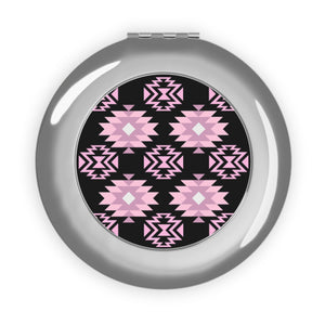 Pink and Black Native Pattern Native Collection Compact Travel Mirror