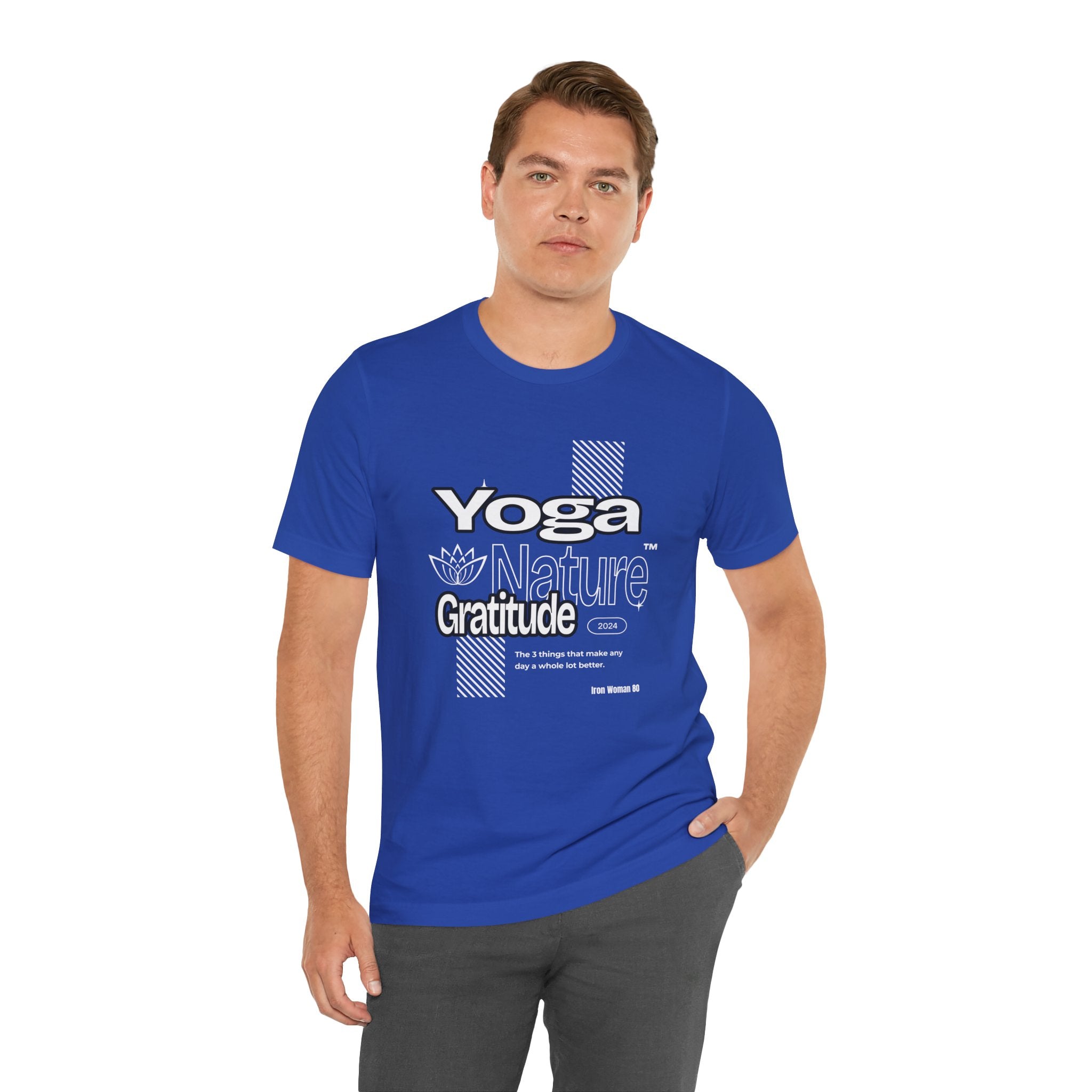 Yoga Nature Gratitude, Black, Green, Aqua, True Royal, Purple, Berry and Red, Unisex Jersey Short Sleeve Tshirt