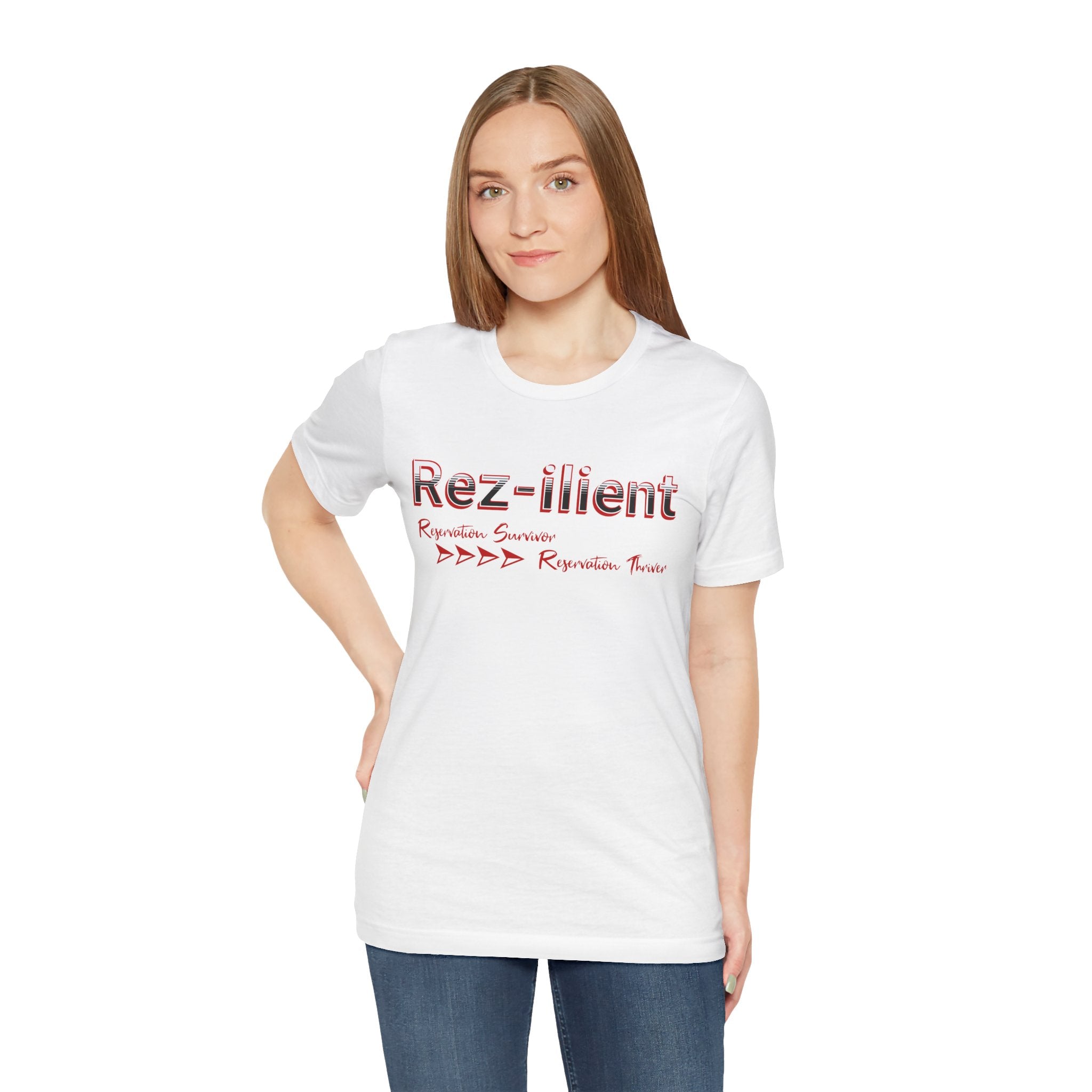 Rez-ilient, Native Collection, White or Black, Unisex Jersey Short Sleeve Tee