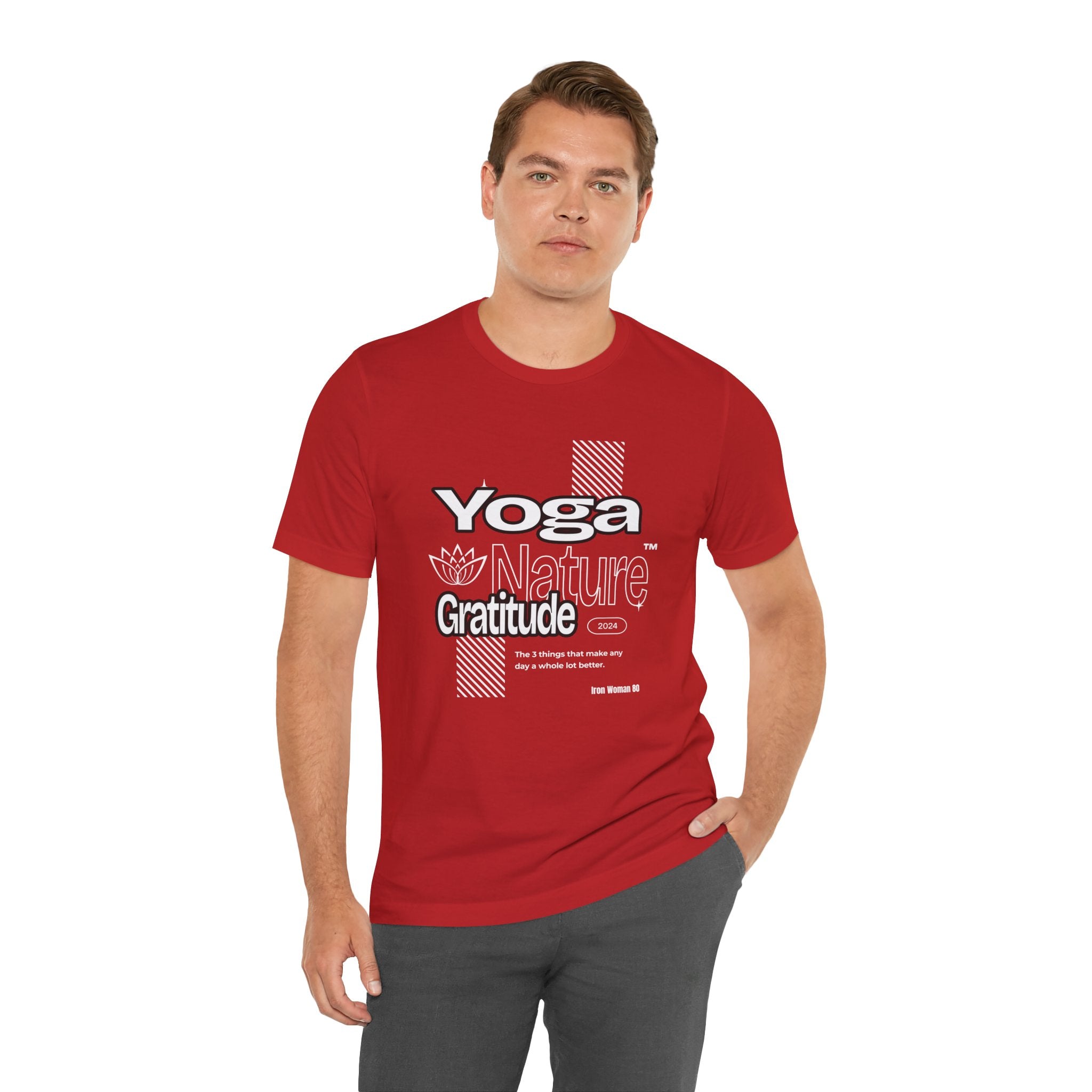 Yoga Nature Gratitude, Black, Green, Aqua, True Royal, Purple, Berry and Red, Unisex Jersey Short Sleeve Tshirt