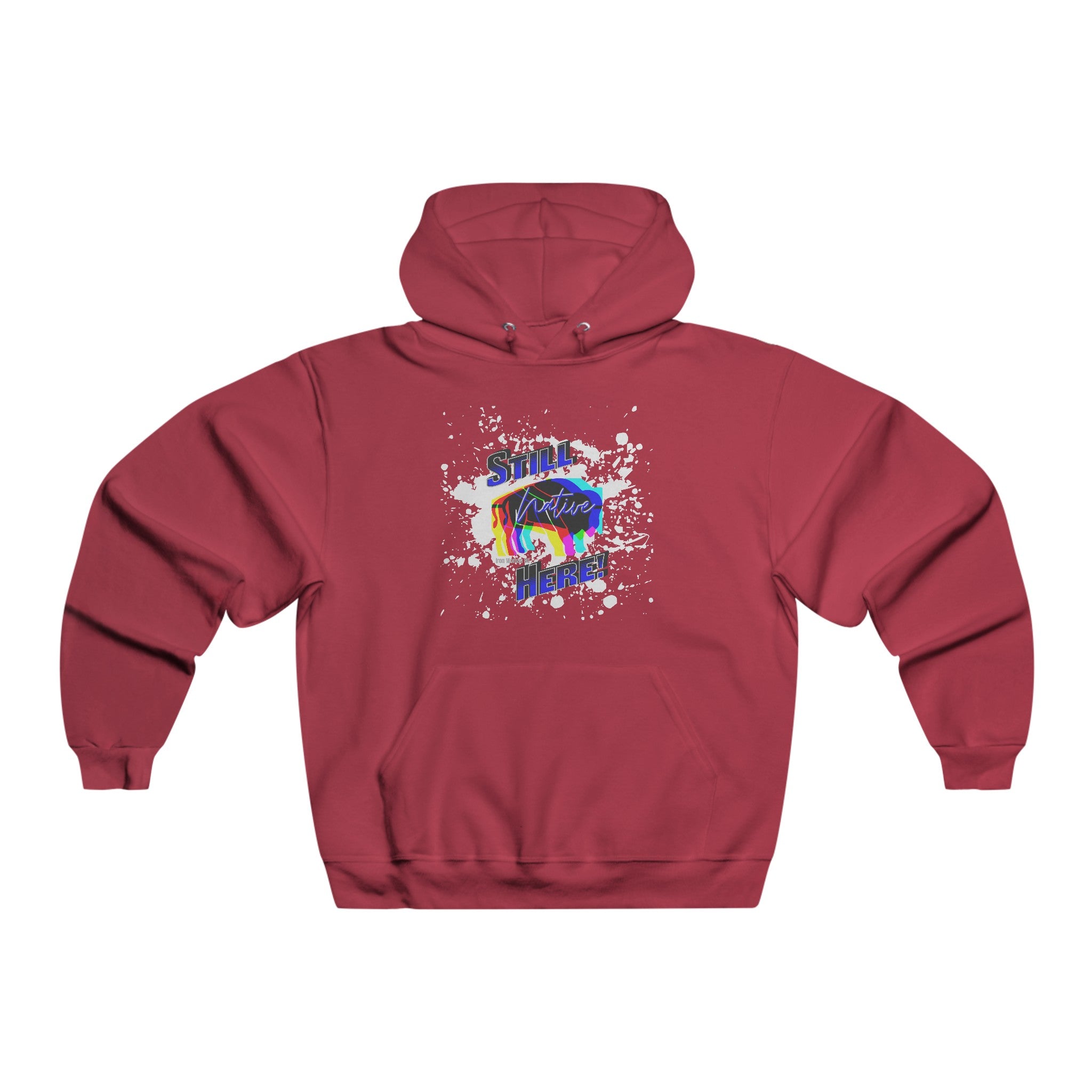 Native Innii aka Bison Graphic, Still Here, Native Pride, Blue, Grey, Black or Red Men's NUBLEND® Hooded Sweatshirt