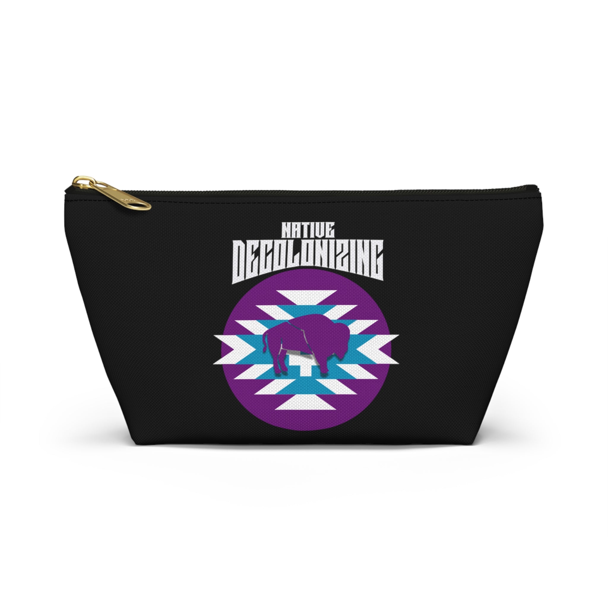 Native American White Innii aka Bison Decolonizing Accessory Pouch w T-bottom, Makeup Bag