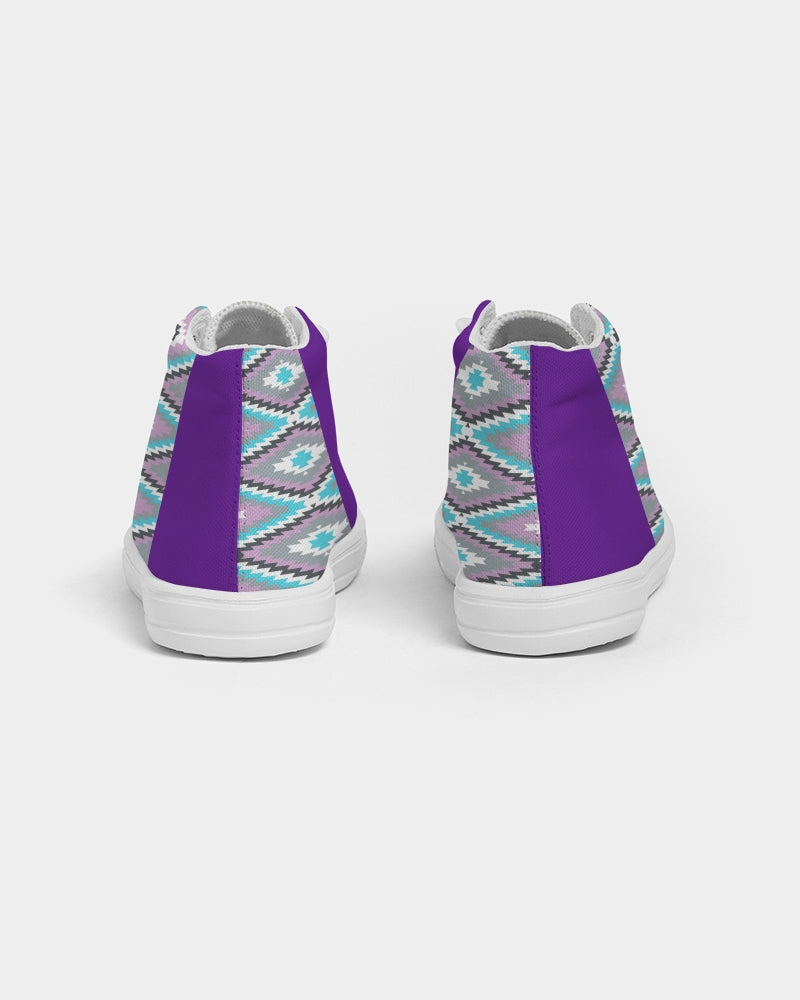 Native Pattern Purple Girl's  Kids Hightop Canvas Shoe