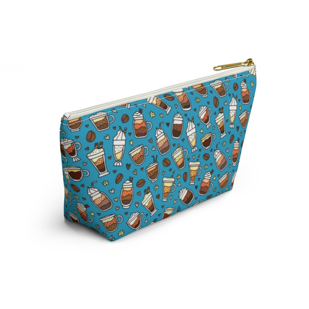 Coffee on Teal Accessory Pouch w T-bottom