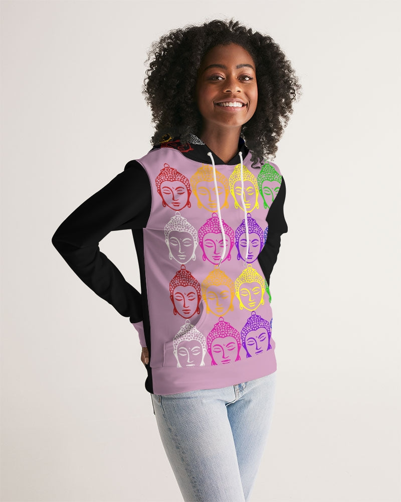 Buddhas always there Pink and Black Sweater, Yoga & Positive Vibes Collection Women's Hoodie