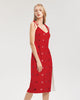 Native Stars Grayscale on Red Women's Tie Strap Split Dress