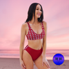 Indigenous Innii Aka Bison Rainbow on Red Recycled high-waisted bikini