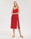 Native Stars Grayscale on Red Women's Tie Strap Split Dress