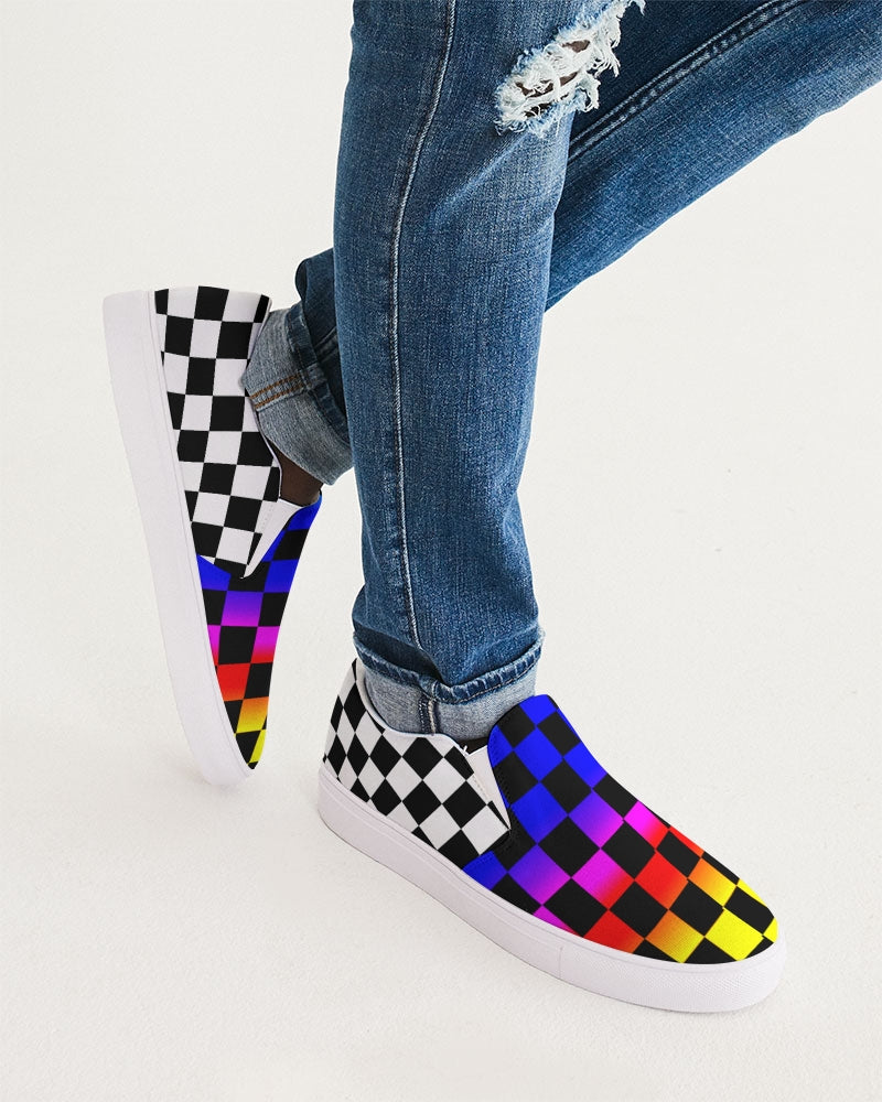 2 sides Checkered Men's Slip-On Canvas Shoe