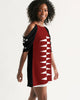 Native Print White on Red and Black Women's Open Shoulder A-Line Dress