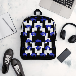 Blue Bison on White pattern Backpack