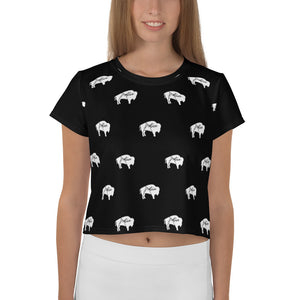 Native Bison White All-Over Print Crop Tee