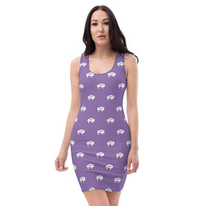 Native Bison White with Black text Lavender Cut & Sew Dress