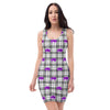 Native Purple Bison Plaid Black/White Cut & Sew Dress