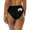 Native Bison White on Black Recycled high-waisted bikini bottom