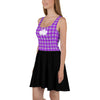 Purple Plaid with White Flower Skater Dress Yoga & Positive Vibes