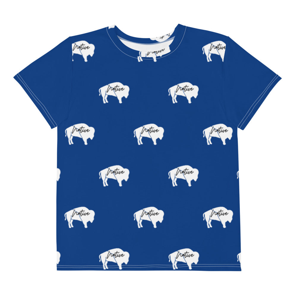 Native Bison White Youth crew neck t-shirt