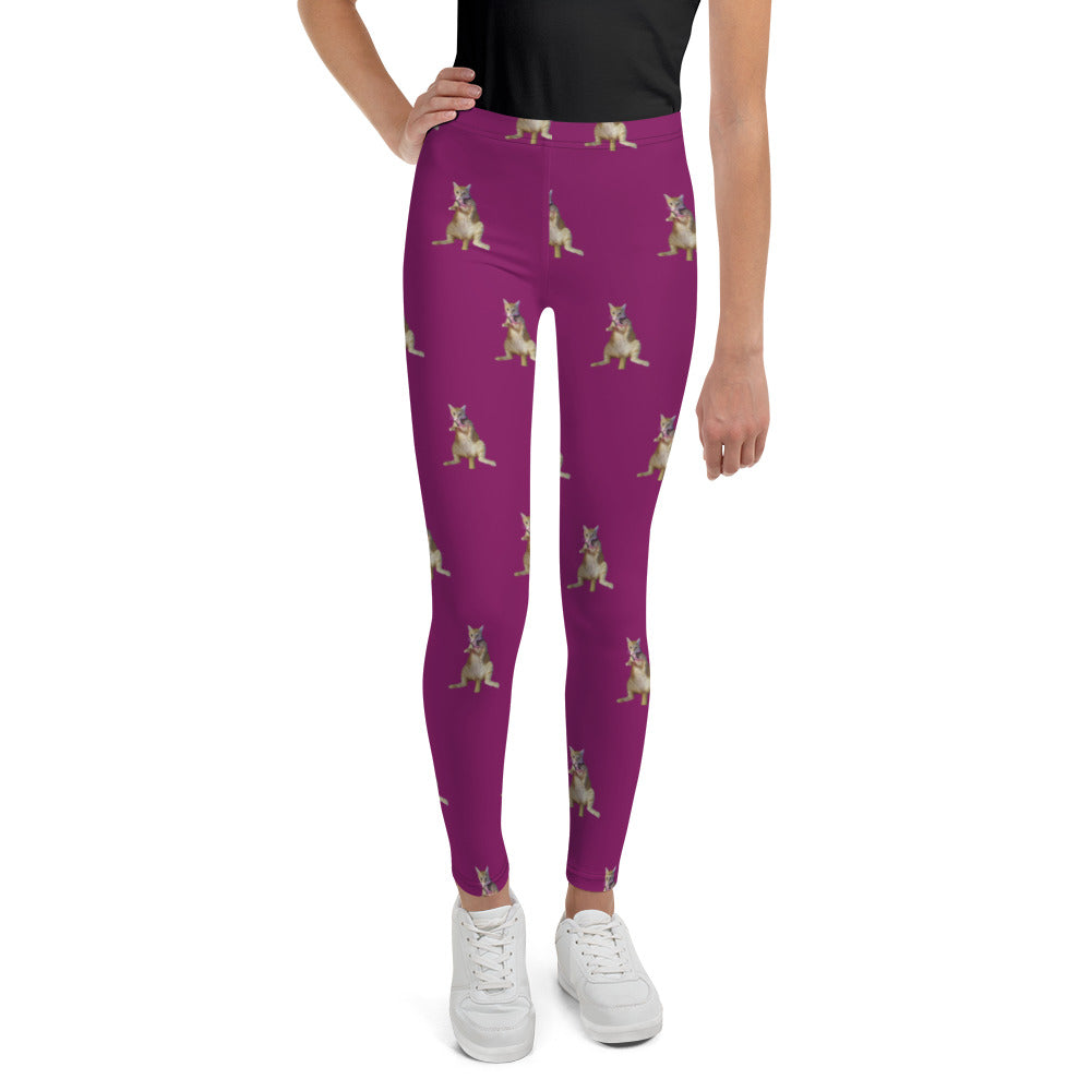 Mittens the Cat Lounging Youth Leggings