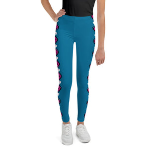 Native Bison White with Pattern Pink/Black Youth Leggings