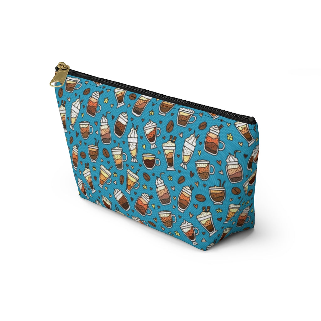 Coffee on Teal Accessory Pouch w T-bottom