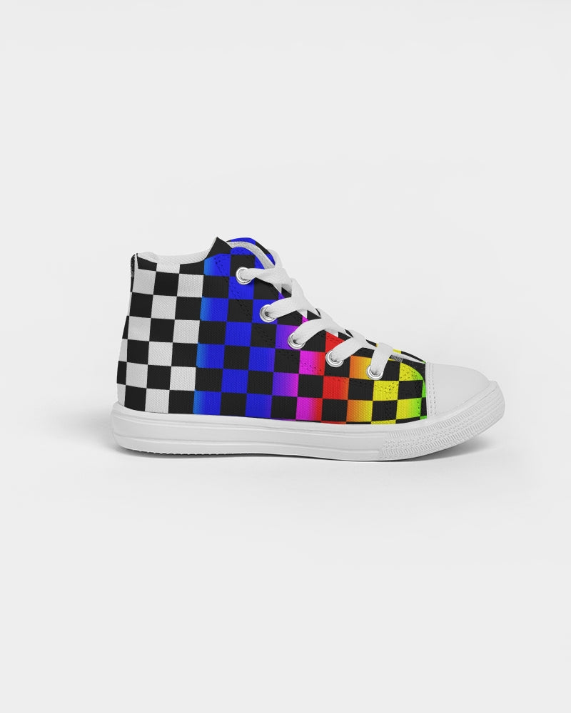 Two sided Checkered Kids Hightop Canvas Shoe