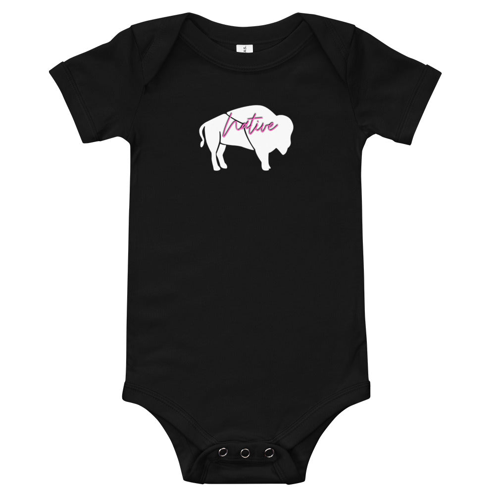 Native Bison Pink/White Baby short sleeve one piece