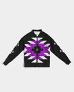 Black, Purple and White  Geometric Native Pattern Women's Bomber Jacket