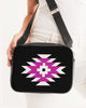 Pink and Black Geometric Native Pattern Crossbody Bag